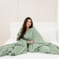 Adult Quilted Blanket in Thyme 2.5