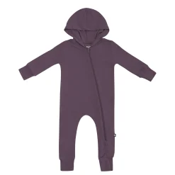 Bamboo Jersey Hooded Zippered Romper in Currant