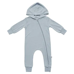 Bamboo Jersey Hooded Zippered Romper in Fog
