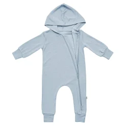 Bamboo Jersey Hooded Zippered Romper in Fog