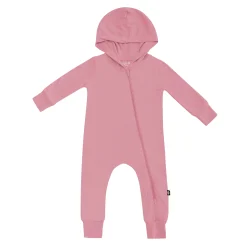 Bamboo Jersey Hooded Zippered Romper in Apple Blossom