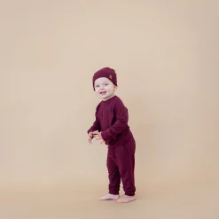 Bamboo Jersey Jogger Set in Burgundy