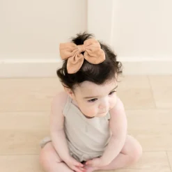 Bamboo Muslin Alligator Clip Bow in Fawn