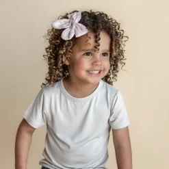 Bamboo Muslin Alligator Clip Bow in Blush