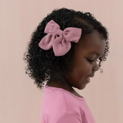 Bamboo Muslin Alligator Clip Bow in Dusty Rose