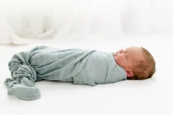 Bamboo Muslin Swaddle Blanket in Mist