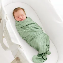 Bamboo Muslin Swaddle Blanket in Matcha