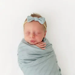 Bamboo Muslin Tiny Bow in Mist