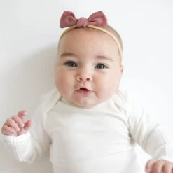 Bamboo Muslin Tiny Bow in Dusty Rose