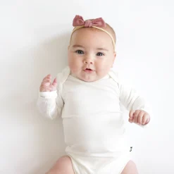 Bamboo Muslin Tiny Bow in Dusty Rose