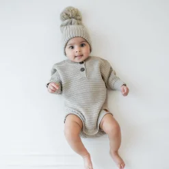 Chunky Cable Knit Beanie in Almond