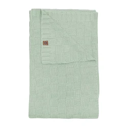 Chunky Knit Basket Weave Toddler Blanket in Thyme