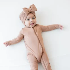 Chunky Knit Bow Headband in Latte