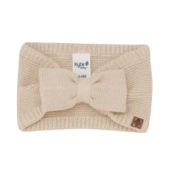 Chunky Knit Bow Headband in Almond