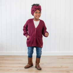 Chunky Knit Oversized Cardigan in Burgundy