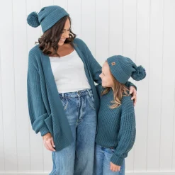 Chunky Knit Pom Beanie in Atlantic