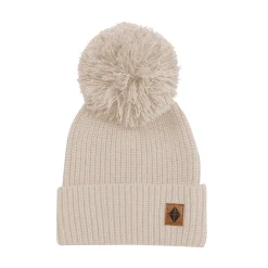 Chunky Knit Pom Beanie in Almond