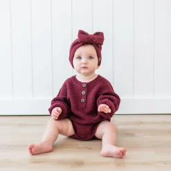 Chunky Knit Romper in Burgundy