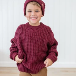 Chunky Knit Sweater in Burgundy