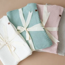Chunky Knit Toddler Blanket in Sage
