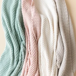 Chunky Knit Toddler Blanket in Sage