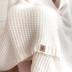 Chunky Knit Toddler Blanket in Cloud