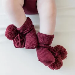 Knit Booties in Burgundy