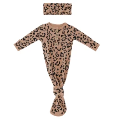 Knotted Gown with Bow Set in Latte Leopard