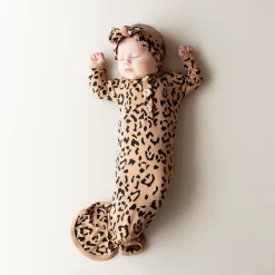 Knotted Gown with Bow Set in Latte Leopard