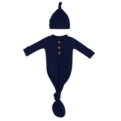 Knotted Gown with Hat Set in Navy
