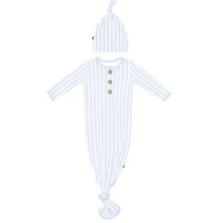 Knotted Gown with Hat Set in Small Mist Stripe