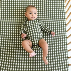 Long Sleeve Bodysuit in Gingham Fir