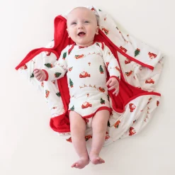 Long Sleeve Bodysuit in Santa Sleigh
