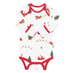 Long Sleeve Bodysuit in Santa Sleigh