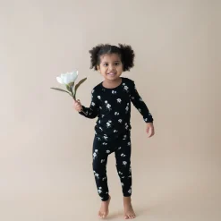 Long Sleeve Pajamas in Small Midnight Magnolia
