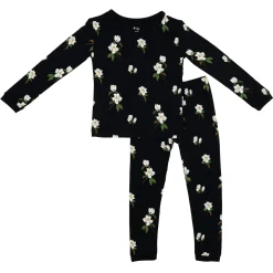 Long Sleeve Pajamas in Small Midnight Magnolia