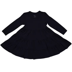 Long Sleeve Tiered Dress in Midnight