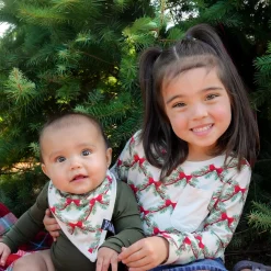Long Sleeve Toddler Crew Neck Tee in Holiday Bow