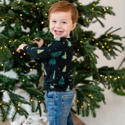 Long Sleeve Toddler Crew Neck Tee in Twinkle Tree
