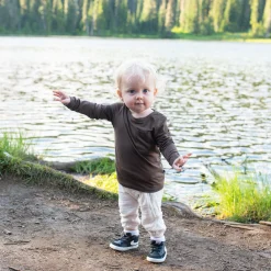 Long Sleeve Toddler Crew Neck Tee in Espresso
