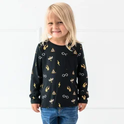 Long Sleeve Toddler Crew Neck Tee in Midnight Icon