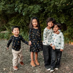 Long Sleeve Toddler Crew Neck Tee in Midnight Icon