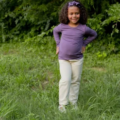 Long Sleeve Toddler Crew Neck Tee in Currant
