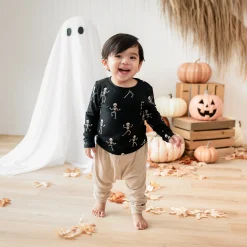 Long Sleeve Toddler Crew Neck Tee in Skeleton