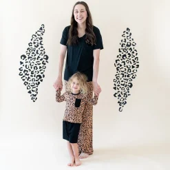 Long Sleeve Toddler Crew Neck Tee in Latte Leopard