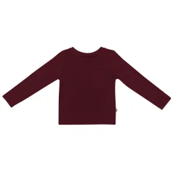 Long Sleeve Toddler Crew Neck Tee in Burgundy