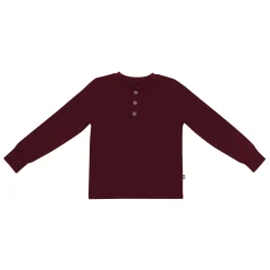 Long Sleeve Toddler Henley Tee in Burgundy