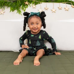 Long Sleeve Twirl Bodysuit Dress in Twinkle Tree