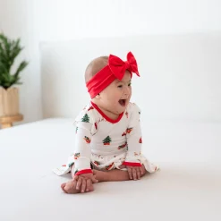 Long Sleeve Twirl Bodysuit Dress in Santa Sleigh