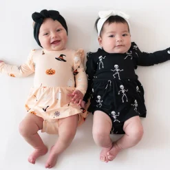 Long Sleeve Twirl Bodysuit Dress in Skeleton